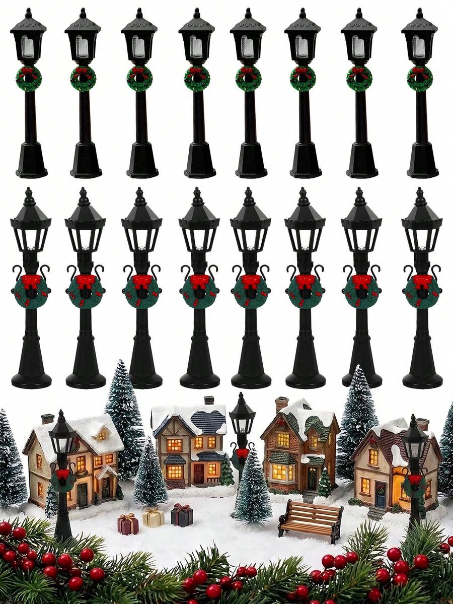 Christmas Mini Street Light Model, Christmas Miniature Landscape Light Village, Suitable For Christmas Decoration, Fairy Garden, Christmas Village Display
