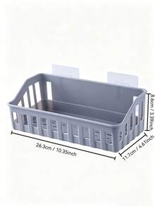 1pc No-Drill No Damage Bathroom Storage Rack Plastic Wall-Mounted Shelf Kitchen Organizer Basket Multi-Function Toiletries Holder - A - View 10
