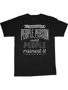 Mens Graphic Tees People Person Funny T-Shirt ToP - 黑色 - 查看 1