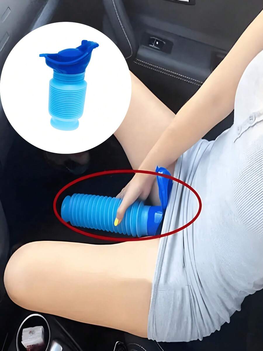 750ml 便攜式可折疊男女通用尿壺，附女性排尿裝置的緊急折疊馬桶，防漏無味旅行尿瓶，適用於露營、健行、交通堵塞，可調節緊急尿瓶，男女通用車用便攜馬桶，伸縮式個人行動馬桶，尿瓶