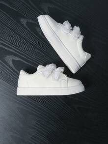Spring/Autumn Fashion New Girls' Lace Hook-And-Loop Versatile Casual Sports Sneakers Skate Shoes Student Versatile - White - View 2