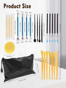 61Pcs Pottery Clay Sculpting Tools Set With Storage Bag Stainless Steel Wood Handle For Carving Modeling - Multicolor - View 2