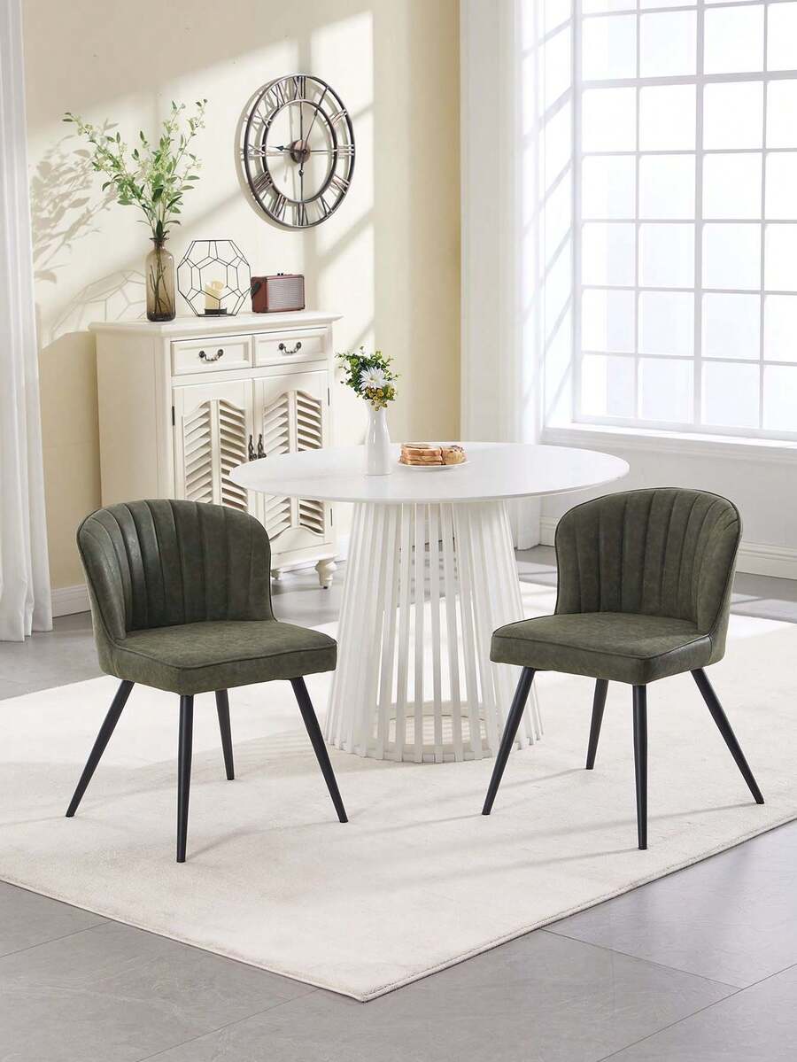WAHSON OFFICE CHAIRS 2PCS Velvet Kitchen Chair Side Dining Chairs Armless Tub Chair With Metal Legs