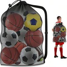Mesh Ball Bag, Heavy Duty 40"X30" Hold 10-12 Soccer Basketball - No Pocket - View 1