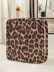 1pc Leopard Print & Cherry Pattern Sanitary Pad Storage Bag, Coin Purse, Makeup Bag, Card Holder, Earphone Pouch, Multi-Functional Organizer For Coins, Cards, Accessories, Keys - Multicolor - View 2