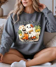 Too Cute To Spook Sweatshirt | Little Italian Ghost | Halloween Vespa Sweater - 樣式1 - 查看 4