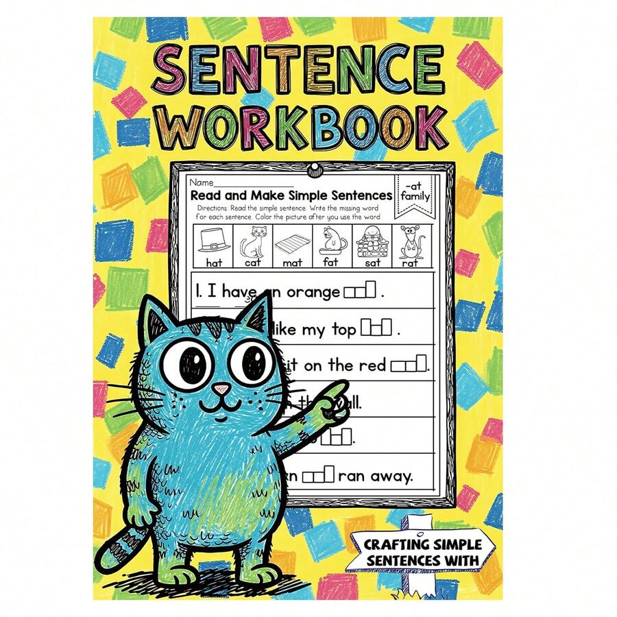 Sentence Construction And Reading Practice Workbook, Complete Missing Words Through Fun Activities, Color Pictures Guide Simple Sentence Making, Develop Reading Readiness And Vocabulary Recognition, Suitable For Home And School Interactive Learning - Alphabet Book - View 1
