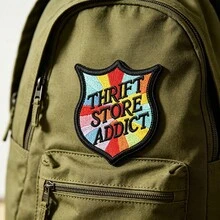 1pc Funny Slogan Badge 'Thrift Store Addict' Embroidered Patch DIY Decoration - A - View 5