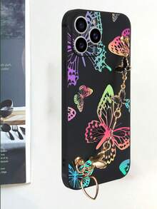1pc Black TPU Gradient Hollow Rainbow Butterfly Pattern Full Coverage Shockproof Phone Case And 1pc Black Electroplated Butterfly Bracelet, Suitable For Versatile Phone Case/Lanyard Phone Case/Funny Phone Case/Android Phone Case, For Galaxy S26 S25 S24 S23 S22 S21 S20 Plus Ultra FE Case/Galaxy A56 A55 A54 4G 5G Case/Galaxy A16 A15 Case/Galaxy A35 Case/Galaxy A06 Case/Galaxy A53 5G Case/Galaxy A34 Case/ Note 15 14 13 12 Case/ A5 Case/Funny Phone Cases - Multicolor - View 5