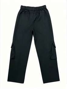mulinsen Men's Wide Leg Cargo Pants Black Multi-Pocket Loose Drape Casual Long Pants Streetwear Brand Elastic Waist - Black - View 7