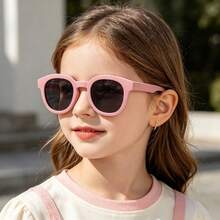 1 Pair Kids Square Rounded Frame Glasses With Double Rivets And Non-Slip Nose Pads, Sweet Decorative Eyewear For Outings, Daily Wear, Street Photography And Check-In - Multicolor - View 1