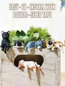 Super Cute Sleepy Cat Car Dashboard Ornament Screen Decoration Mini Figurine Resin Cartoon Decor For Car Center Console Display Screen Computer Desktop Office Supplies Home Decor - Ornament - View 2