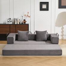Floor Couch, Compression Sofa, Convertible Floor Sofa Bed-With Pillow Back Support Armrest, Comfy Futon Couch Lounge Sleeper Bed, Corduroy Fabric, For Living Room Bedroom, Dark Grey, 185 X 92.5 X 60 Cm - Dark Grey - View 10
