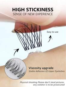 120pcs C-Curl False Eyelashes, Segmented With Built-In Adhesive Strip, Realistic & Natural, Beginner-Friendly, For Daily Wear, Includes Eyelash Extension Adhesive Strip - C - View 4