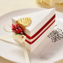 10 Pcs Christmas Cake Shape Gift Boxes Wedding Party Candy Boxes Triangle Candy Bag For Birthday Party Decor Supplies - Multicolor - View 5