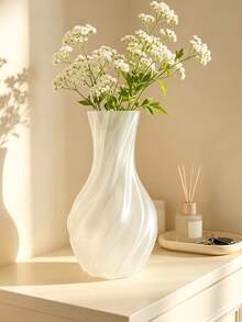 3D Printed Twisted Matte Semi-Transparent White Vase, Ins Style Minimalist Living Room Desktop Hydroponic Flower Holder, Premium Decorative Vase For Home Decor And Home Living - Multicolor - View 8