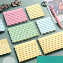 1 Pack 100 Sheets Colorful Sticky Notes, Sticky Note Pads, Label Stickers, Office Lined Adhesive Memo Pads - A - View 2