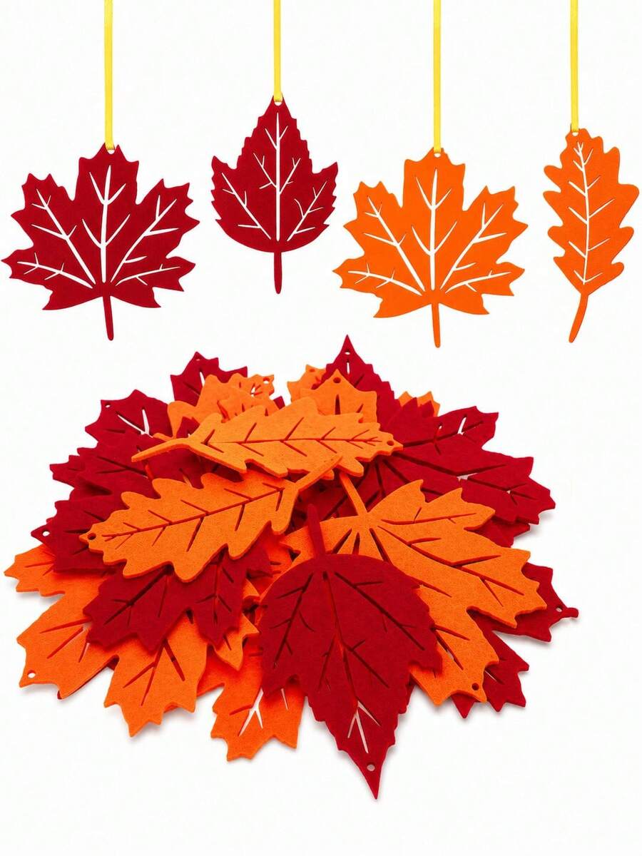 24 Stück Herbstbaum Dekoration Hängende Ornamente, Thanksgiving Filz Hängende Dekoration, Halloween Thanksgiving Thema Heim Party Innen Außen Dekorative Anhänger (Herbst, helle Farben)
