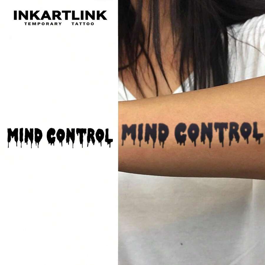 INKARTLINK 1PC Street Graffiti Pattern Tattoo Sticker, Temporary Waterproof Body Art Tattoo Sticker, Lasts 2-5 Days, Water Transfer Color Tattoo Sticker, Suitable For Men And Women, Essential For People, Party Decoration, Festival Body Decoration - Black - View 1