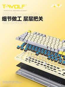 T-WOLF Mechanical Keyboard Blue Switch Customized Wired Keyboard Gaming RGB With Knob 98 Keys Wired Business Office Home Keyboard - View 3