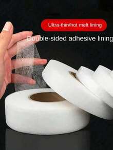1 Roll Double-Sided Adhesive Backing Fabric, Sticky Fabric, Non-Woven Fabric Hemming Tape, Suitable For Clothing Accessories, Also Suitable For Curtains, Pants Length Cutting And Handmade Crafts, Easy To Use Without Sewing (1/1.5/2/3cm Wide) - Multicolor - View 10