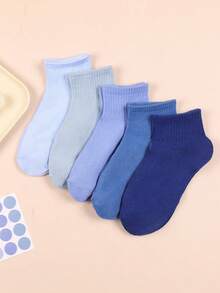 1/3/5/10 Pairs Women Solid Color Roll Top Ankle Socks, Soft Breathable Cotton Casual Low Cut Socks, Multicolor Daily Wear Comfort Short Socks - Multicolor - View 4