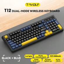 T-WOLF Gaming Keyboard And Mouse Set Wireless Bluetooth Dual Mode Keyboard Mouse RGB Backlit Custom Gaming 104-Key Keyboard 6-Button Wireless Backlit Mouse - View 14