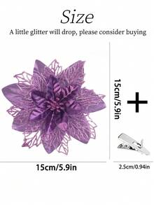1/10/20/30pcs Shiny Gold Christmas Flower Decor Clips, DIY Holiday & Seasonal Decorations, Suitable For Weddings, Christmas Trees And Parties, Easy To Install, Durable - Purple - View 5