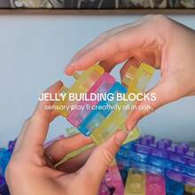 40Pcs Random Color Transparent Soft TPE Building Blocks, Flexible Bendable Large Interlocking Bricks, Kids Early Educational DIY Construction Stacking Toy - Multicolor - View 3
