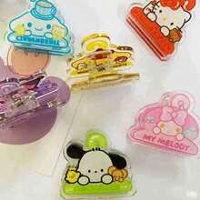 SANRIO 5PCS/10PCS Random Color Cute Cartoon Print Acrylic Ticket Clips, Colorful Animal Shaped Strong Clips, Student Exam Paper File Organizer, Planner Photo Decoration Clips, Office Desk Organizer Stationery, Holiday Gift, Halloween Healing Style Cute Stationery - A-random Color - View 11