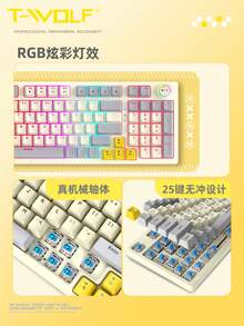 T-WOLF Mechanical Keyboard Blue Switch Customized Wired Keyboard Gaming RGB With Knob 98 Keys Wired Business Office Home Keyboard - View 6