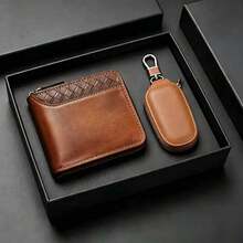 1 Men's Wallet, Men's Key Bag Combination Set, Wallet, Made Of Synthetic Leather Material, With Zipper Closure Design.Father's Day Gift - Multicolor - View 13
