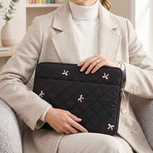 Laptop Sleeve With Embroidered Bows 11,13-14, 15-16 Inch Laptop Case, Compatible With 11-16 Inch Chromebook PC Notebook - Black - View 1