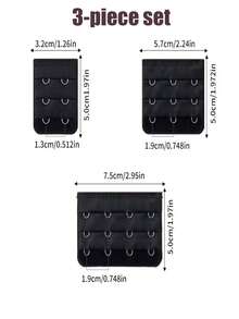 3pcs/Set Elastic Bra Extender Clips, Bra Extension Clips, 2/3/4 Hooks, Adjustable Back Clips, Bra Extender Clips With Rope - A - View 3