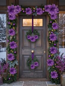 1/10/20/30pcs Shiny Gold Christmas Flower Decor Clips, DIY Holiday & Seasonal Decorations, Suitable For Weddings, Christmas Trees And Parties, Easy To Install, Durable - Purple - View 10