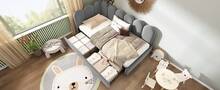 Upholstered Grey Sofa Bed Frame - 90x190cm Storage Daybed In Velvet For Living Room And Bedroom - Grey - View 2