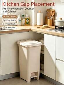 Large‑Capacity Pedal Trash Can, Hands‑Free Odor‑Resistant Sealed Lid Design, Durable Thick Plastic Waste Bin, Modern Minimalist Random Multi‑Color Rectangular Dustbin For Household Waste Disposal, Home Essentials - Multicolor - View 10