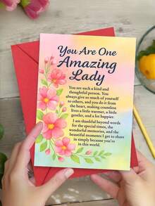 OBOVAY 1pc You Are One Amazing Lady Greeting Card For Her Appreciation Thank You Card Perfect Gift For Mom Sister Friend Express Kindness And Warmth On Special Occasions - View 2
