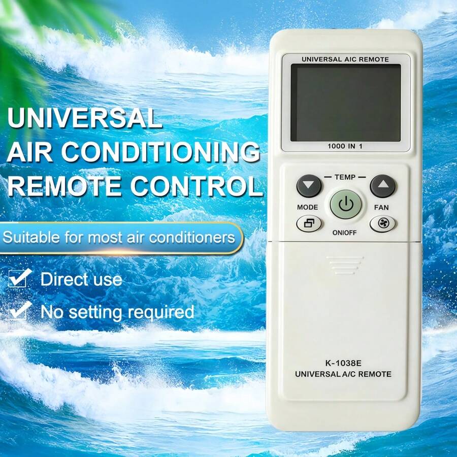 Universal K-1038E Air Conditioner Remote Control 1000-In-1 Replacement Accessory, Compatible With 99%+ Brands Of Air Conditioners - View 1
