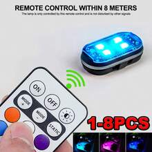 Luces estroboscópicas LED inalámbricas para decoración de coche, luz de ambiente de 8 colores, luces LED recargables, luz de advertencia LED anticolisión - A - Ver 2