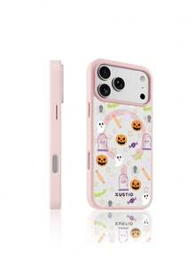 XUSTIO Halloween Pumpkin Lantern Ghost Candy Star Pattern, Anti-Drop TPU Material Magnetic Large Hole Phone Case, Suitable As Holiday Gift Compatible With Apple 11 12 13 14 15 16 17 Pro/Pro Max/14 15 16 17 Plus Phone Protective Cover, Holiday Gift, Daily Commute, Daily Anti-Drop Style - Multicolor - View 3