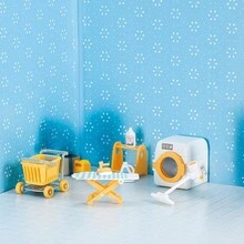 Miniature Laundry Room Decor Set, Realistic Mini Washing Machine & Cleaning Tools Figurine Set, Micro Landscape Desktop Ornament Home Room Decoration - Multicolor - View 2