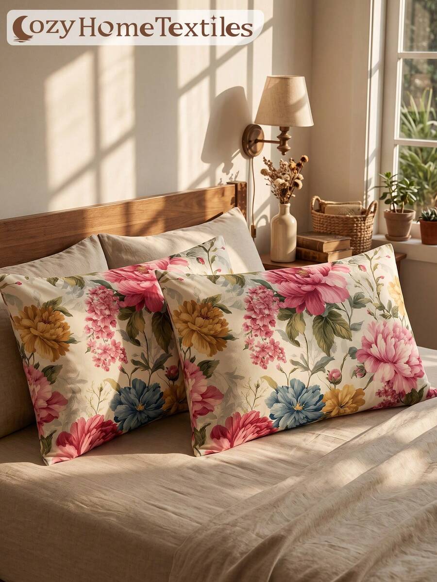 1pc/2pcs Printed Pillowcase, Without Pillow Insert, Daily Polyester Soft Skin-Friendly, Soft Fabric Pillowcase, Comfortable Home Textile, Suitable For Living Room, Bedroom, Outdoor, Sofa Decoration