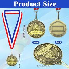 Honor Roll Award Medals With Neck Ribbons 2'' Bronze Metal 3D Trophy Prize Gift For Reading Succeed Participation Graduation Scholastic - 12 - View 3