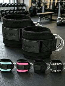 4pcs/Set Padded D-Ring Ankle Straps, Suitable For Glute And Leg Workouts - Multicolor - View 1
