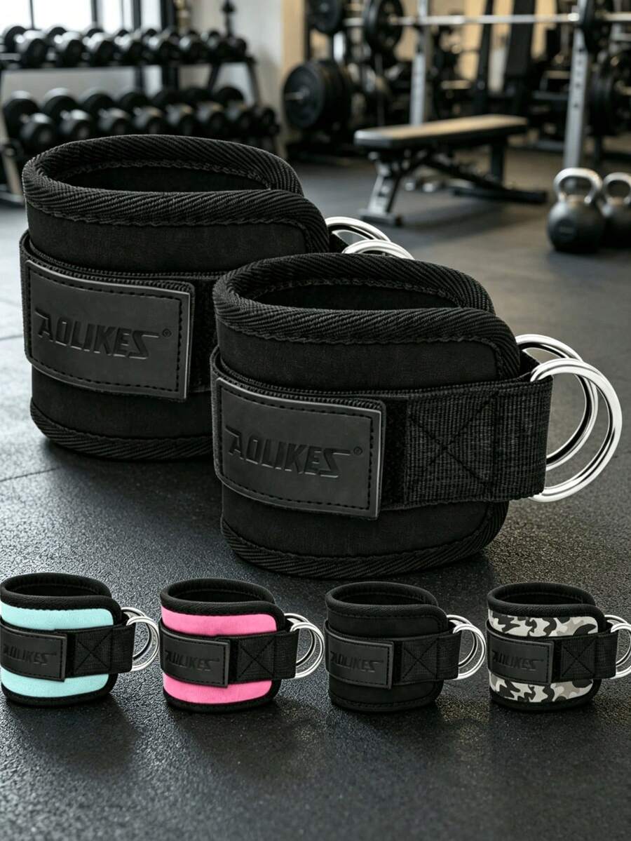 4pcs/Set Padded D-Ring Ankle Straps, Suitable For Glute And Leg Workouts - Multicolor - View 1