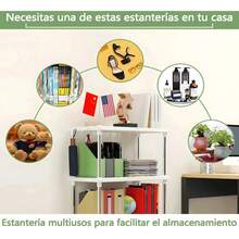 Genérico Estante de Almacenamiento 4 Niveles con 4 ganchos, Organizador Multinivel para Cocina, Despensa, Baño, Lavandería y Clóset, Fácil Montaje, Resistente al Agua - Blanco - Ver 3