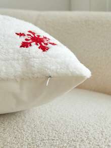 LCUHPCL 1pc Christmas Jingle All The Way And Snowflake 3D Embroidered Plush Pillowcase, Home Decor For Sofa, Bedroom, Living Room, Daily Use, Party And More - Red - View 11