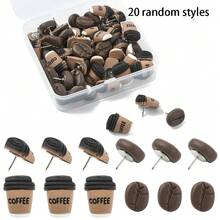 15/30pcs Resin Coffee Cup Bean Beverage Pattern Push Pins, Suitable For Cork Board, Bulletin Board, Photo Wall, Map, Office School Supplies Decoration, Random Style - A - View 6