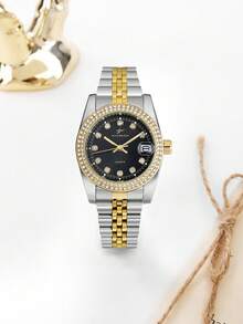 RICECGO A Women's Wristwatch, A Stylish Accessory With A Double-Row Diamond Bezel-Elegant And Perfect For Both Work And Formal Events. - Multicolor - View 9